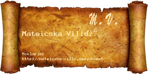 Mateicska Villő névjegykártya